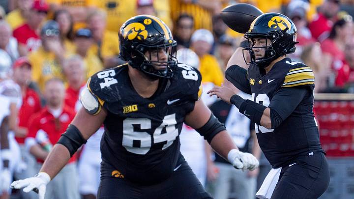 Iowa Hawkeyes quarterback Jeremy Hecklinski (10) throws a pass during a Big Ten college football game against the Ohio State Buckeyes Oct. 3, 2026 at Kinnick Stadium in Iowa City, Iowa.