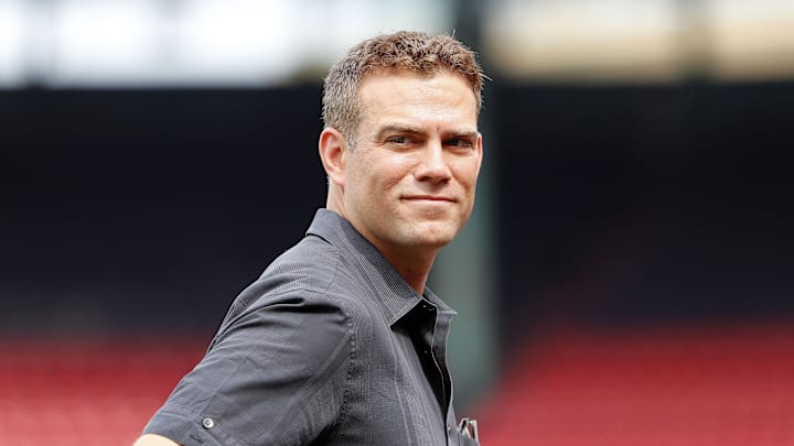 Apr 29, 2017; Boston, MA, USA; Chicago Cubs president of baseball operations Theo Epstein on the