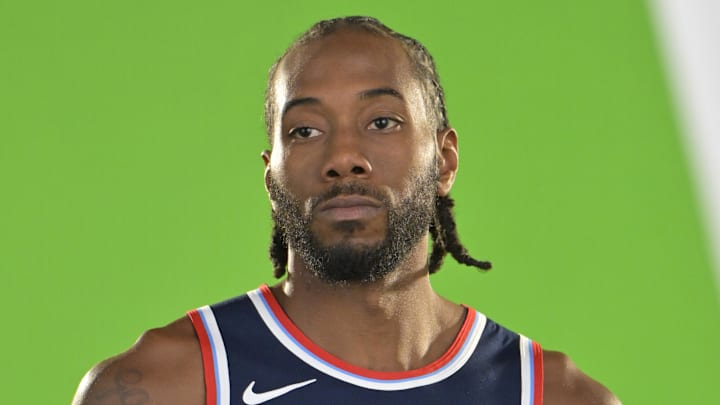 Los Angeles Clippers forward Kawhi Leonard (2) during media day at Intuit Dome. Mandatory Credit: Jayne Kamin-Oncea-Imagn Images