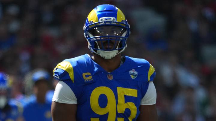Los Angeles Rams defensive end Myles Garrett (95) plays in the first half against the San Francisco 49ers at Melbourne Cricket Ground. Mandatory Credit: Kirby Lee-Imagn Images Los Angeles Rams defensive end Myles Garrett (95) plays in the first half against the San Francisco 49ers at Melbourne Cricket Ground. Mandatory Credit: Kirby Lee-Imagn Images