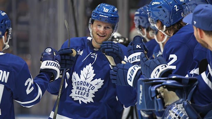 Toronto Maple Leafs forward Steven Lorentz was the fortunate recipient of a loose puck that led to his game-winner.