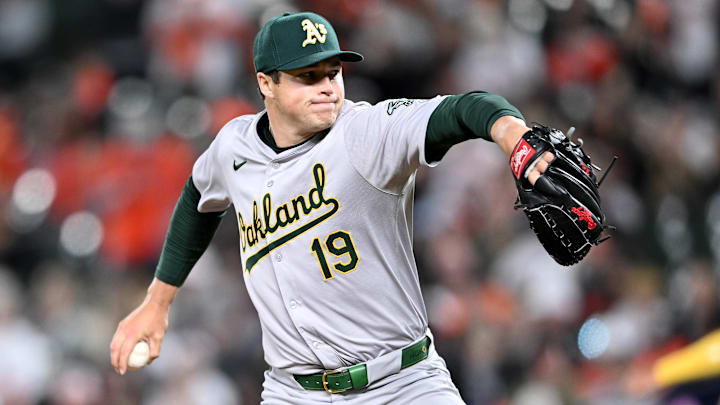 Oakland Athletics pitcher Mason Miller