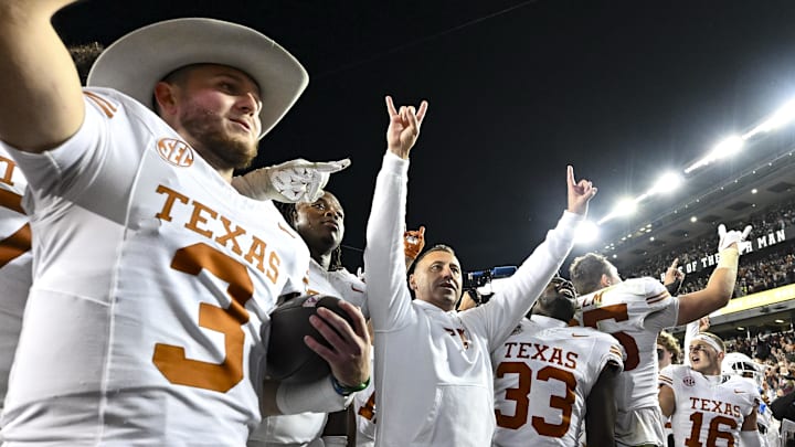 Nov 30, 2024; College Station, Texas, USA; XXX The Longhorns defeated the Aggies 17-7. at Kyle Field. Mandatory Credit: Maria Lysaker-Imagn Images 