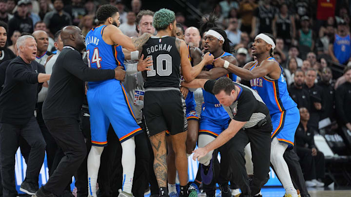 The Thunder and the Spurs scuffled on Sunday.