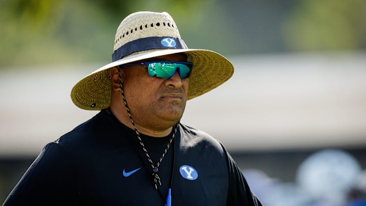 BYU head coach Kalani Sitake at BYU Football Fall Camp