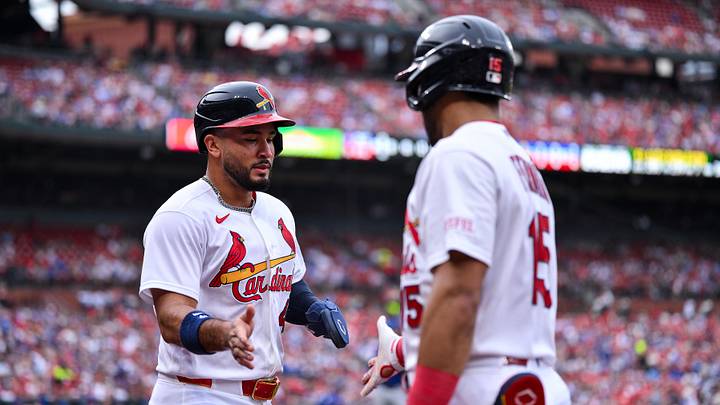 May 31, 2026; St. Louis, Missouri, USA; St. Louis Cardinals designated hitter Ivan Herrera (48) is congratulated by center fielder Jose Fermin (15) after scoring against the Chicago Cubs during the first inning at Busch Stadium. Mandatory Credit: Jeff Curry-Imagn Images May 31, 2026; St. Louis, Missouri, USA; St. Louis Cardinals designated hitter Ivan Herrera (48) is congratulated by center fielder Jose Fermin (15) after scoring against the Chicago Cubs during the first inning at Busch Stadium. Mandatory Credit: Jeff Curry-Imagn Images