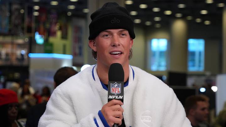 Feb 4, 2026; San Francisco, CA, USA; New York Giants quarterback Jaxson Dart on the NFL Network set at the Super Bowl LX media center at the Moscone Center. Mandatory Credit: Kirby Lee-Imagn Images Feb 4, 2026; San Francisco, CA, USA; New York Giants quarterback Jaxson Dart on the NFL Network set at the Super Bowl LX media center at the Moscone Center. Mandatory Credit: Kirby Lee-Imagn Images