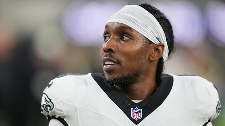 Philadelphia Eagles cornerback Adoree' Jackson looks on before a game against the Los Angeles Chargers at SoFi Stadium. 