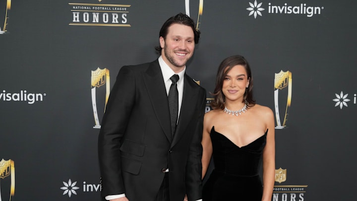 Josh Allen and Hailee Steinfeld at the 14th annual NFL Honors. One of them was named MVP. The other was very happy for the one who won.