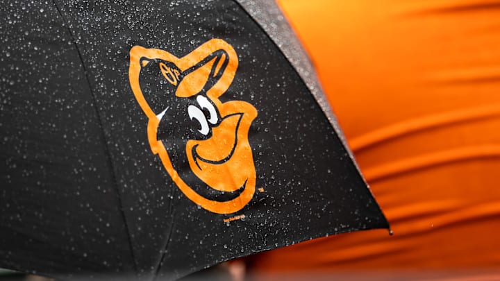 Aug 22, 2021; Baltimore, Maryland, USA; A Baltimore Orioles logo is seen on an umbrella during the game between the Baltimore Orioles and the Atlanta Braves at Oriole Park at Camden Yards. Mandatory Credit: Scott Taetsch-Imagn Images Aug 22, 2021; Baltimore, Maryland, USA; A Baltimore Orioles logo is seen on an umbrella during the game between the Baltimore Orioles and the Atlanta Braves at Oriole Park at Camden Yards. Mandatory Credit: Scott Taetsch-Imagn Images