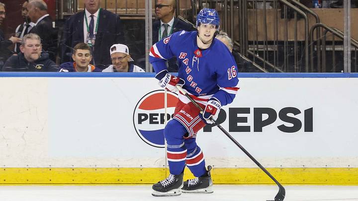 Oct 6, 2026; New York, New York, USA; New York Rangers right wing Pavel Dorofeyev (16) controls the puck in the second period against the New York Islanders at Madison Square Garden. Mandatory Credit: Wendell Cruz-Imagn Images Oct 6, 2026; New York, New York, USA; New York Rangers right wing Pavel Dorofeyev (16) controls the puck in the second period against the New York Islanders at Madison Square Garden. Mandatory Credit: Wendell Cruz-Imagn Images