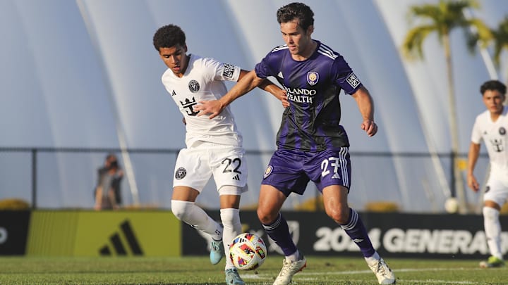 Apr 2, 2024; Bradenton, FL, USA; Orlando City B and Inter Miami II at IMG Academy. Mandatory Credit: Morgan Tencza-Imagn Images