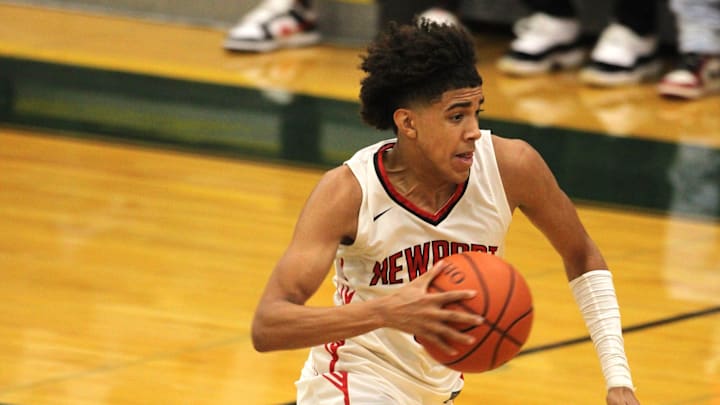 Newport sophomore Taylen Kinney races to the basket during the Ohio Valley Hoops Classic Dec. 1, 2023 at Mason's high school gymnasium. Newport beat two-time defending OHSAA Division IV state champion Richmond Heights 74-69, snapping the Spartans' 49-game win streak.