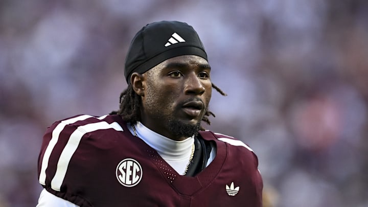 Texas A&M Aggies running back Le'Veon Moss looks on prior to the game against the Florida Gators at Kyle Field.