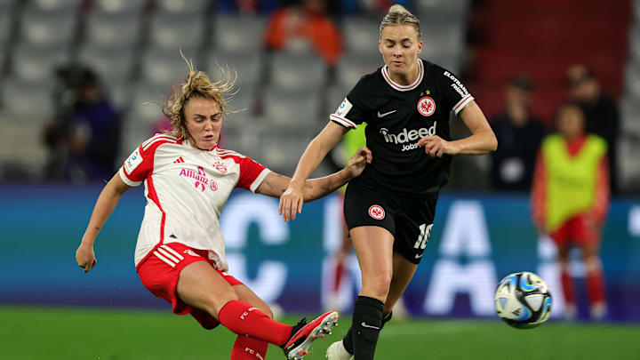 Nach dem 2:1-Erfolg der Bayern gegen die Eintracht in der Frauen-Bundesliga gibt es erneutes Aufeinandertreffen zwischen Georgia Stanway und Laura Freigang im DFB-Pokal