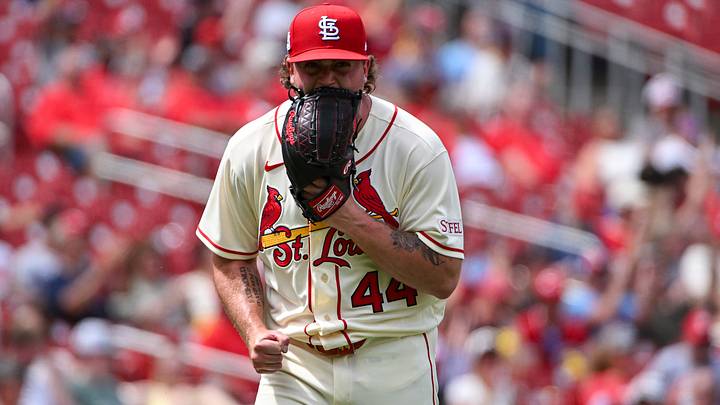 Jun 6, 2026; St. Louis, Missouri, USA; St. Louis Cardinals pitcher Gordon Graceffo (44) reacts as he walks off the field after the sixth inning against the Cincinnati Reds at Busch Stadium. Mandatory Credit: Jeff Curry-Imagn Images Jun 6, 2026; St. Louis, Missouri, USA; St. Louis Cardinals pitcher Gordon Graceffo (44) reacts as he walks off the field after the sixth inning against the Cincinnati Reds at Busch Stadium. Mandatory Credit: Jeff Curry-Imagn Images
