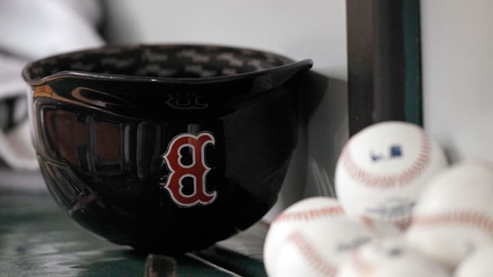 May 24, 2014; St. Petersburg, FL, USA; Boston Red Sox helmet lays in the dugout against the Tampa Bay Rays at Tropicana Field. Mandatory Credit: Kim Klement-Imagn Images May 24, 2014; St. Petersburg, FL, USA; Boston Red Sox helmet lays in the dugout against the Tampa Bay Rays at Tropicana Field. Mandatory Credit: Kim Klement-Imagn Images