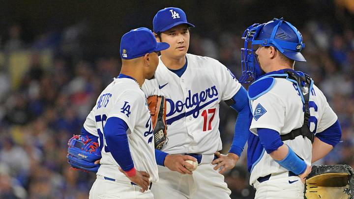 May 27, 2026; Los Angeles, California, USA; Los Angeles Dodgers shortstop Mookie Betts (50), Los Angeles Dodgers two-way player Shohei Ohtani (17), and Los Angeles Dodgers catcher Will Smith (16) meet on the mound during the fourth inning against the Colorado Rockies at Dodger Stadium. Mandatory Credit: Jayne Kamin-Oncea-Imagn Images May 27, 2026; Los Angeles, California, USA; Los Angeles Dodgers shortstop Mookie Betts (50), Los Angeles Dodgers two-way player Shohei Ohtani (17), and Los Angeles Dodgers catcher Will Smith (16) meet on the mound during the fourth inning against the Colorado Rockies at Dodger Stadium. Mandatory Credit: Jayne Kamin-Oncea-Imagn Images