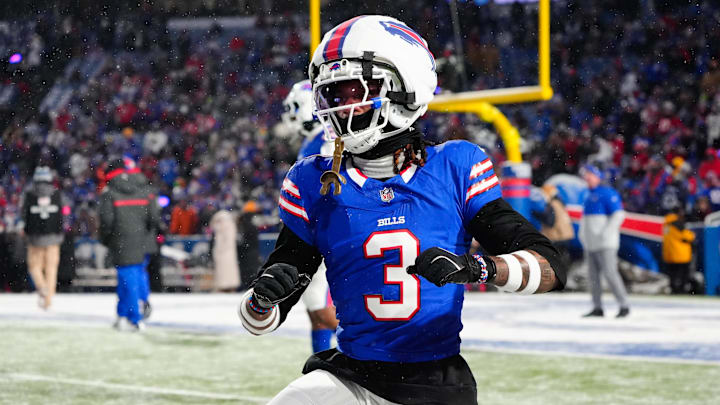 Jan 19, 2025; Orchard Park, New York, USA; Buffalo Bills safety Damar Hamlin (3) warms up before the game against the Baltimore Ravens in a 2025 AFC divisional round game at Highmark Stadium. Mandatory Credit: Gregory Fisher-Imagn Images Jan 19, 2025; Orchard Park, New York, USA; Buffalo Bills safety Damar Hamlin (3) warms up before the game against the Baltimore Ravens in a 2025 AFC divisional round game at Highmark Stadium. Mandatory Credit: Gregory Fisher-Imagn Images
