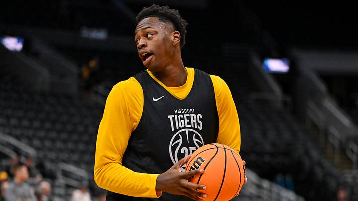 Mar 19, 2026; St. Louis, MO, USA; Missouri Tigers forward Mark Mitchell (25) drives to the basket during a practice session ahead of the first round of the men's 2026 NCAA Tournament at Enterprise Center. Mar 19, 2026; St. Louis, MO, USA; Missouri Tigers forward Mark Mitchell (25) drives to the basket during a practice session ahead of the first round of the men's 2026 NCAA Tournament at Enterprise Center.