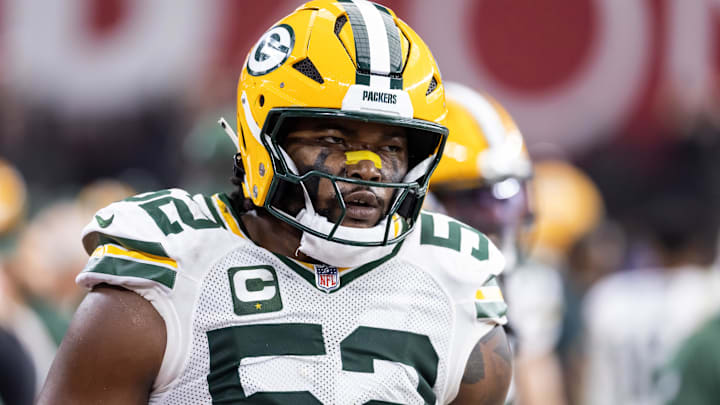 Oct 19, 2025; Glendale, Arizona, USA; Green Bay Packers defensive lineman Rashan Gary (52) against the Arizona Cardinals at State Farm Stadium.