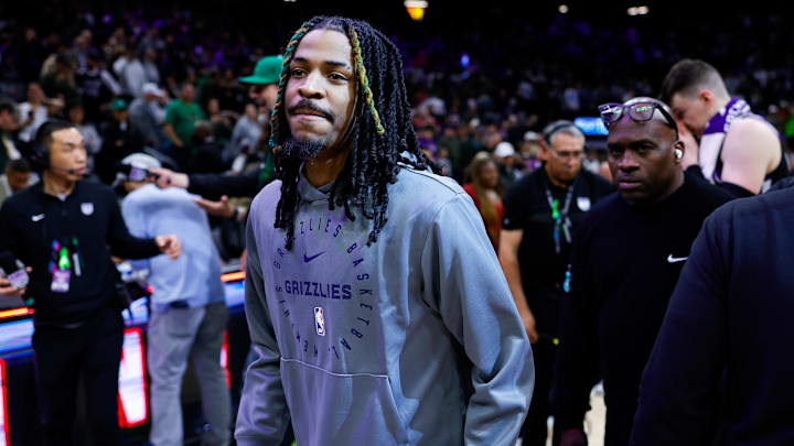 Mar 17, 2025; Sacramento, California, USA; Memphis Grizzlies guard Ja Morant (12) walks off the court after the game against the Sacramento Kings at Golden 1 Center. Mandatory Credit: Sergio Estrada-Imagn Images
