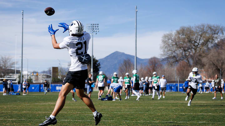 BYU freshman wide receiver Jaron Pula at 2026 Spring Camp