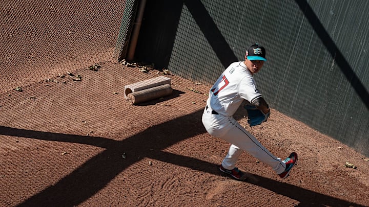 Yu-Min Lin throws in the bullpen during the Arizona Fall League media day at Scottsdale Stadium on Oct. 4, 2024, in Scottsdale, Arizona. Yu-Min Lin throws in the bullpen during the Arizona Fall League media day at Scottsdale Stadium on Oct. 4, 2024, in Scottsdale, Arizona.