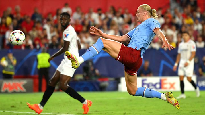 Erling Haaland scored twice on his Champions League debut in Man City colours