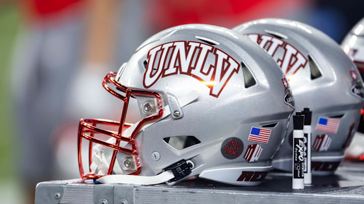 Detailed view of a UNLV Rebels helmet during the Guaranteed Rate Bowl at Chase Field. 