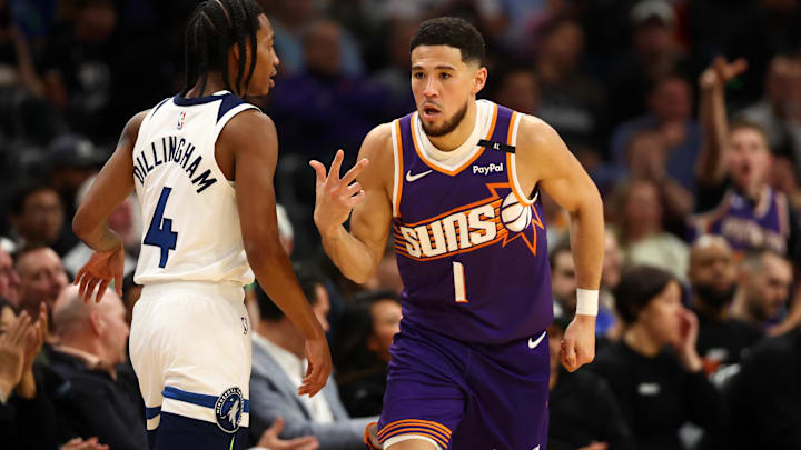 Devin Booker is averaging 25.2 points, 4.0 rebounds and 6.7 assists for the Phoenix Suns during the 2024-25 season.