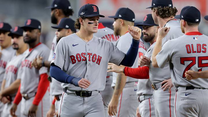 Sep 29, 2026; Bronx, New York, USA; Boston Red Sox designated hitter Roman Anthony (19) is introduced before game one of the Wildcard round of the 2026 MLB Playoffs against the New York Yankees at Yankee Stadium. Mandatory Credit: Brad Penner-Imagn Images