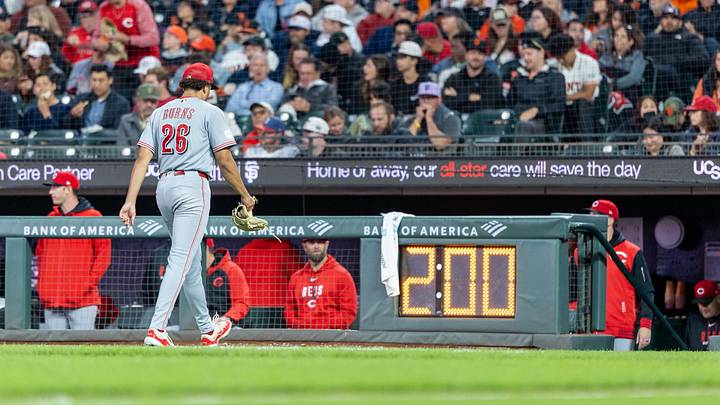 Aug 24, 2026; San Francisco, California, USA; Cincinnati Reds pitcher Chase Burns (26) walks off after being relieved during the fourth inning against the San Francisco Giants at Oracle Park. Mandatory Credit: Bob Kupbens-Imagn Images Aug 24, 2026; San Francisco, California, USA; Cincinnati Reds pitcher Chase Burns (26) walks off after being relieved during the fourth inning against the San Francisco Giants at Oracle Park. Mandatory Credit: Bob Kupbens-Imagn Images