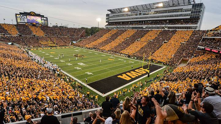 Oct 9, 2021; Iowa City, Iowa, USA; A general view of Kinnick Stadium during the fourth quarter between the Iowa Hawkeyes and the Penn State Nittany Lions. Mandatory Credit: Jeffrey Becker-Imagn Images Oct 9, 2021; Iowa City, Iowa, USA; A general view of Kinnick Stadium during the fourth quarter between the Iowa Hawkeyes and the Penn State Nittany Lions. Mandatory Credit: Jeffrey Becker-Imagn Images