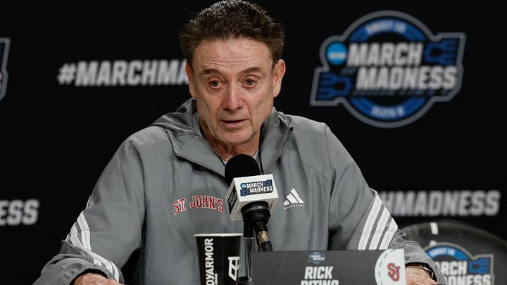 Mar 26, 2026; Washington, DC, USA; St. John's Red Storm head coach Rick Pitino speaks with the media during a press conference ahead of the east regional of the men's 2026 NCAA Tournament at Capital One Arena. Mandatory Credit: Geoff Burke-Imagn Images Mar 26, 2026; Washington, DC, USA; St. John's Red Storm head coach Rick Pitino speaks with the media during a press conference ahead of the east regional of the men's 2026 NCAA Tournament at Capital One Arena. Mandatory Credit: Geoff Burke-Imagn Images