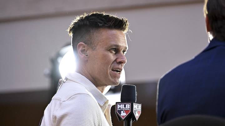 Dec 9, 2024; Dallas, TX, USA; Miami Marlins president of baseball operations Jerry Dipoto speaks with the MLB Network at the Hilton Anatole during the 2024 MLB Winter Meetings. Mandatory Credit: Jerome Miron-Imagn Images Dec 9, 2024; Dallas, TX, USA; Miami Marlins president of baseball operations Jerry Dipoto speaks with the MLB Network at the Hilton Anatole during the 2024 MLB Winter Meetings. Mandatory Credit: Jerome Miron-Imagn Images