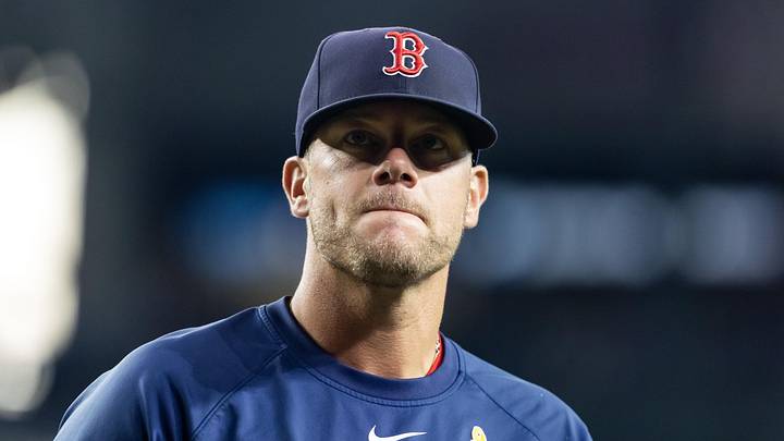 Sep 7, 2025; Phoenix, Arizona, USA; Boston Red Sox pitching coach Andrew Bailey against the Arizona Diamondbacks at Chase Field. Mandatory Credit: Mark J. Rebilas-Imagn Images
