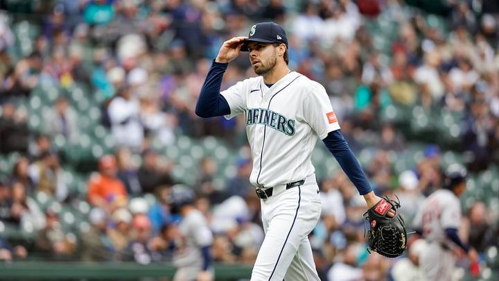 Apr 13, 2026; Seattle, Washington, USA; Seattle Mariners pitcher Matt Brash (47) walks to the dugout following the final out of the top of the eighth inning against the Houston Astros at T-Mobile Park. Mandatory Credit: Joe Nicholson-Imagn Images Apr 13, 2026; Seattle, Washington, USA; Seattle Mariners pitcher Matt Brash (47) walks to the dugout following the final out of the top of the eighth inning against the Houston Astros at T-Mobile Park. Mandatory Credit: Joe Nicholson-Imagn Images
