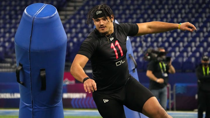 Mar 5, 2022; Indianapolis, IN, USA; Houston defensive lineman Logan Hall (DL11) during the 2022 NFL