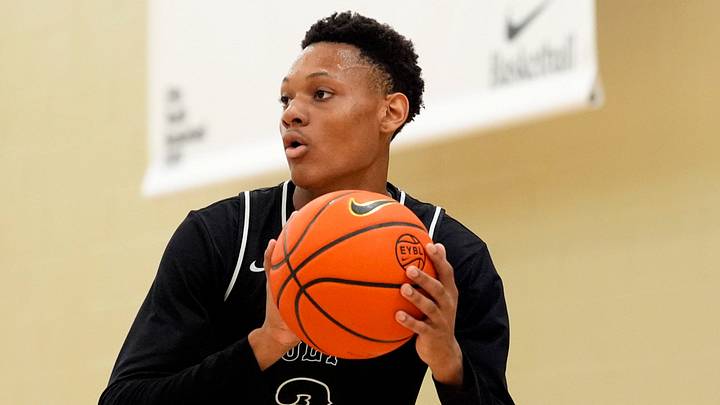 Jet Academy’s Frashad Tisby (3) looks to pass during the second day of the 2026 Nike EYBL Peach Jam at Riverview Park Activities Center in North Augusta, S.C., on Wednesday, July 15, 2026. Tisby is among several local athletes playing in the 2026 Peach Jam.