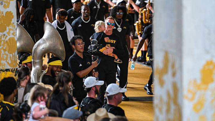 Coach Blake Anderson participating in his first Eagle Walk as HC of the Golden Eagles. 