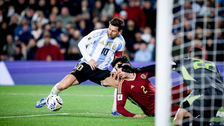 Lionel Messi of Argentina seen in action during the match...