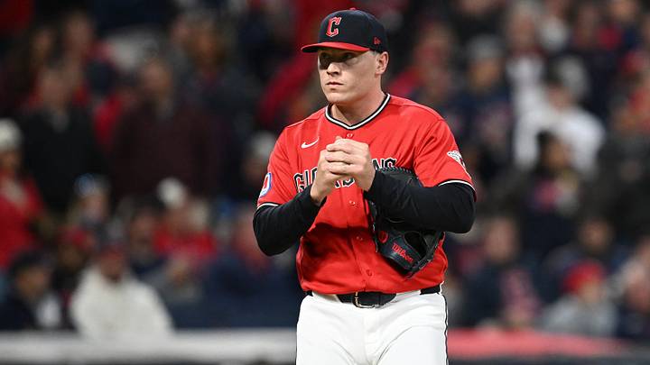 Oct 5, 2026: Cleveland Guardians pitcher Erik Sabrowski (62) reacts in the sixth inning against the Chicago White Sox in Game 2 of the ALDS for the 2026 MLB Playoffs at Progressive Field. Credit: David Dermer-Imagn Images Oct 5, 2026: Cleveland Guardians pitcher Erik Sabrowski (62) reacts in the sixth inning against the Chicago White Sox in Game 2 of the ALDS for the 2026 MLB Playoffs at Progressive Field. Credit: David Dermer-Imagn Images