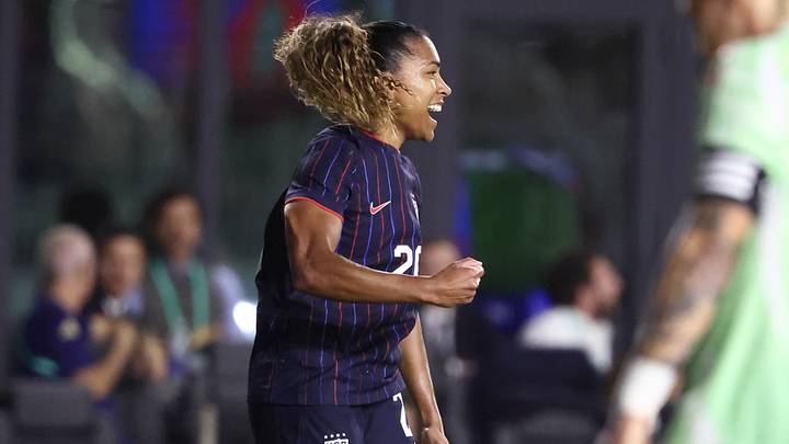 Cat Macario during the USWNT's victory over Italy in 2025. Cat Macario during the USWNT's victory over Italy in 2025.