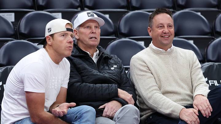 Jan 30, 2026; Salt Lake City, Utah, USA; Utah Jazz Owner Ryan Smith (left) and CEO of basketball operations Danny Ainge (middle) along with president of basketball operations Austin Ainge watch warm ups before a game against the Brooklyn Nets at Delta Center. Mandatory Credit: Rob Gray-Imagn Images Jan 30, 2026; Salt Lake City, Utah, USA; Utah Jazz Owner Ryan Smith (left) and CEO of basketball operations Danny Ainge (middle) along with president of basketball operations Austin Ainge watch warm ups before a game against the Brooklyn Nets at Delta Center. Mandatory Credit: Rob Gray-Imagn Images