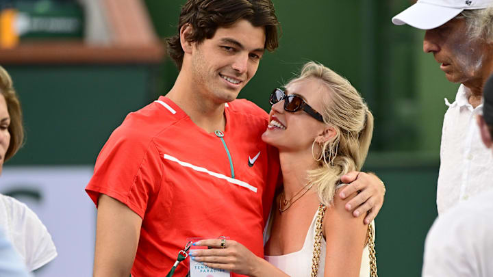 Taylor Fritz (USA) with his girlfriend Morgan Riddle.