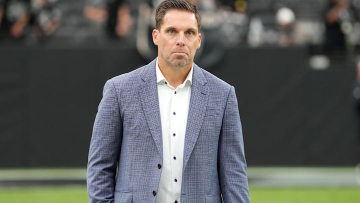 Sep 22, 2024; Paradise, Nevada, USA; Carolina Panthers general manager Dan Morgan during the game against the Las Vegas Raiders at Allegiant Stadium. Sep 22, 2024; Paradise, Nevada, USA; Carolina Panthers general manager Dan Morgan during the game against the Las Vegas Raiders at Allegiant Stadium.