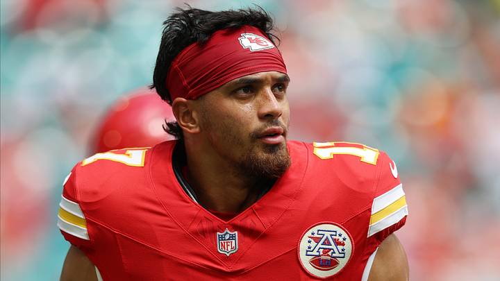 Sep 27, 2026; Miami Gardens, Florida, USA;  Kansas City Chiefs safety Alohi Gilman (17) during warmups before the game against the Miami Dolphins at Hard Rock Stadium.  Mandatory Credit: Nathan Ray Seebeck-Imagn Images