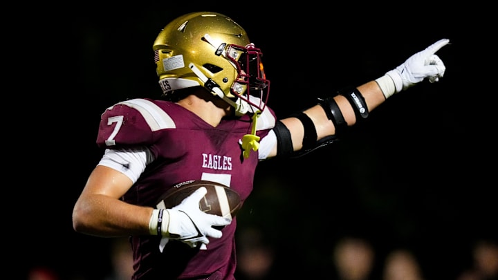 Bishop Watterson's Nate Henderson (7) reacts in the second half at Ohio Dominican University on Friday, Aug. 22, 2025 in Columbus, Ohio.