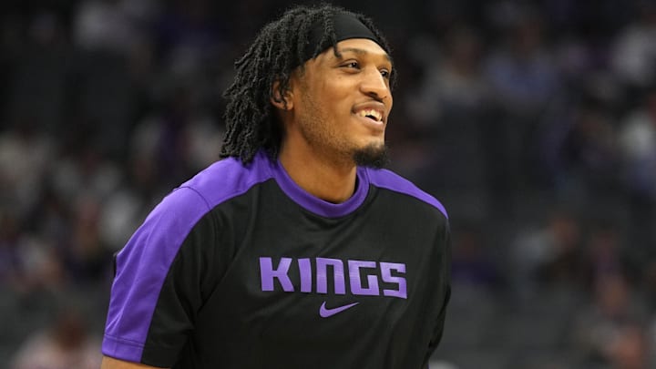 Apr 11, 2025; Sacramento, California, USA; Sacramento Kings center Isaac Jones (3) : Darren Yamashita-Imagn Images Apr 11, 2025; Sacramento, California, USA; Sacramento Kings center Isaac Jones (3) : Darren Yamashita-Imagn Images